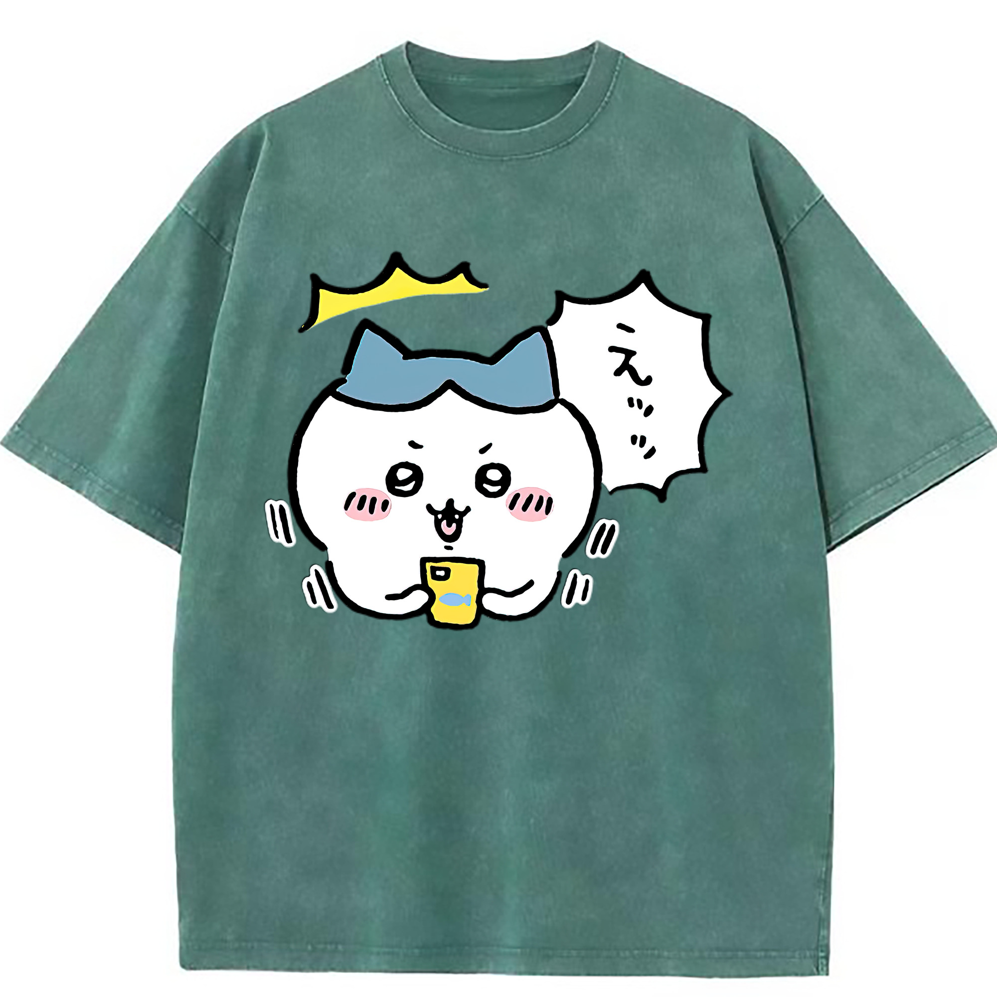 （画像用） ちいかわ ハチワレ Chii-kawa hachiware 綿100% ヴィンテージ風 半袖Tシャツ（フロントプリント）